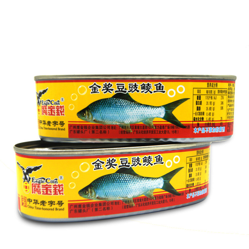 鹰金钱金奖豆豉鲮鱼罐头方便速食军罐头鱼肉熟食227克*6罐