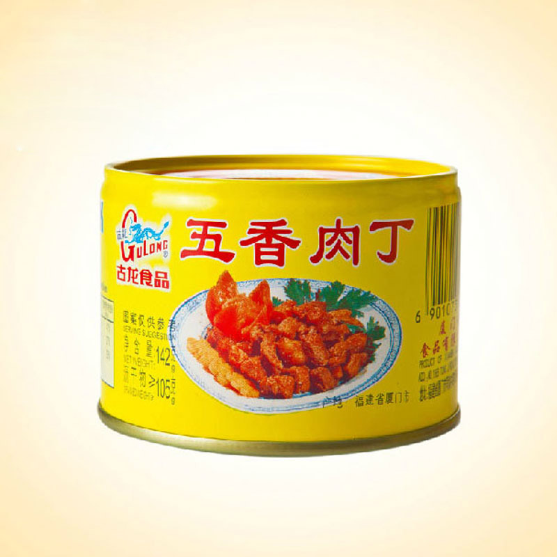 古龙五香肉丁罐头142g 猪肉罐头古龙罐头
